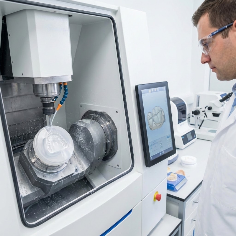 Máquina fresadora dental con disco de zirconio